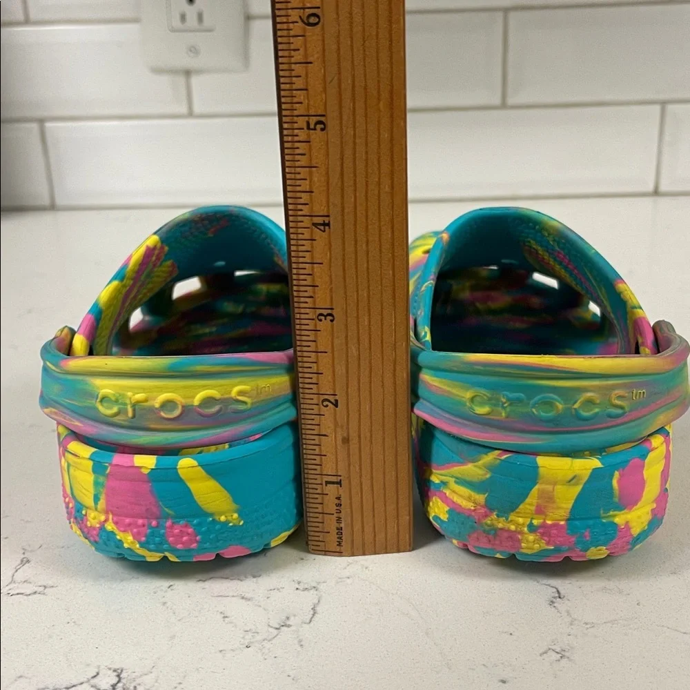 Crocs Classic Marbled Kids Clogs (207464) - Digital Aqua/Multi Size 2 Junior
